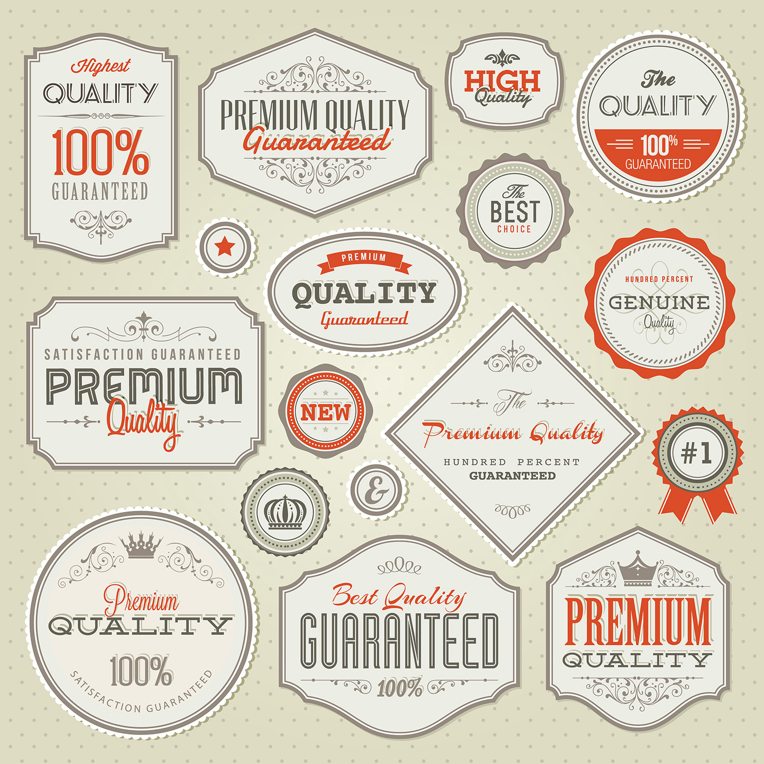 Set of vintage premium quality labels