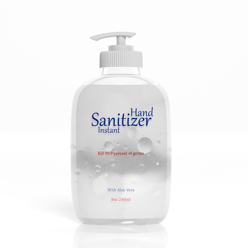 Hand sanitizer with label